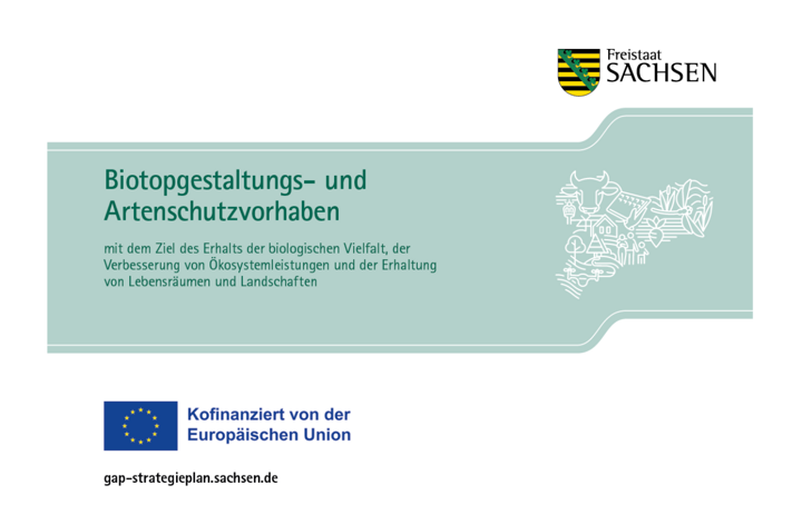 Förderung Natürliches Erbe des Sächsischen Staatsministeriums für Umwelt und Landwirtschaft (FRLNE/2023) im Rahmen der ELER-Förderung der Europäischen Union - Link: Entstehung neuen Lebensraums für Rotbauchunke und Kammmolch in den Kulkwitzer Lachen 