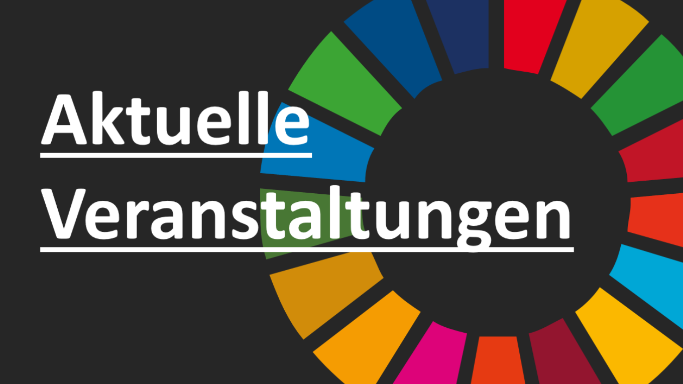 SDG-Kreis und Schriftzug "Aktuelle Veranstaltungen"