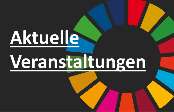 SDG-Kreis und Schriftzug "Aktuelle Veranstaltungen" - Link: Aktuelle Veranstaltungen