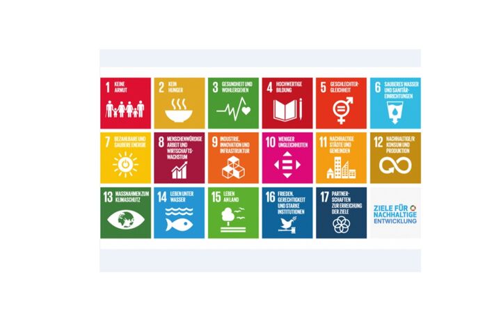 Darstellung der 17 globalen Nachhaltigkeitsziele Sustainable Development Goals (SDG)