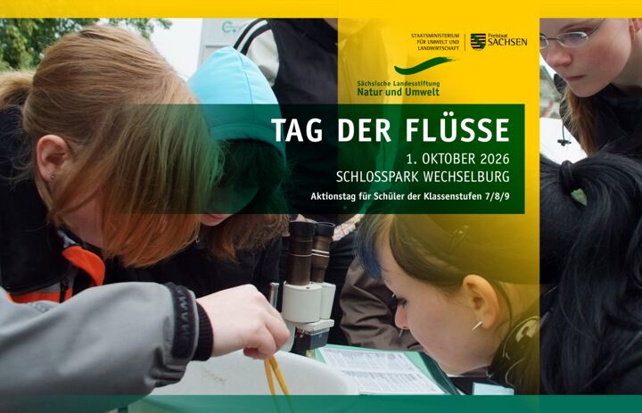 Schüler und Schülerinnen beugen sich über Mikroskop, Messinstrumente und Tabellen. 2026 nehmen sie die Zwickauer Mulde unter die Lupe. - Link: Tag der Flüsse: Artenvielfalt entdecken und neue Probleme der Mulde hautnah erfahren