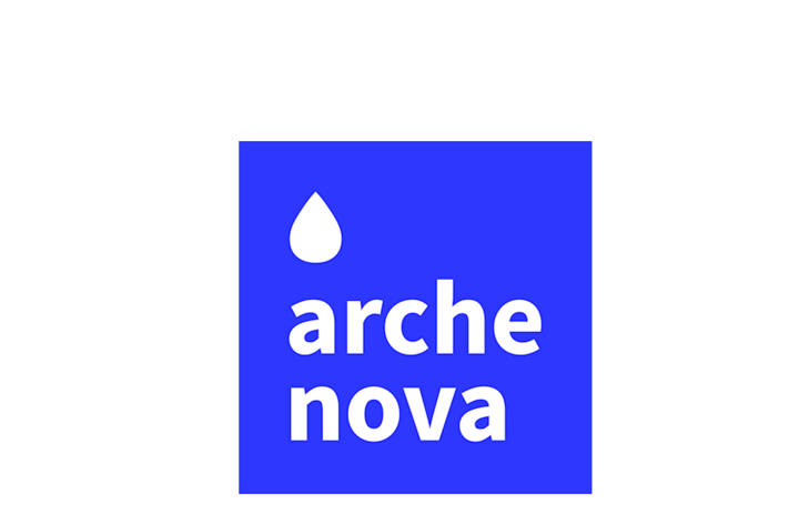 weiße Schrift auf blauem Grund - Link: Servicestelle BNE - arche noVa e.V. (Dresden, LK Meißen und Nordsachsen)