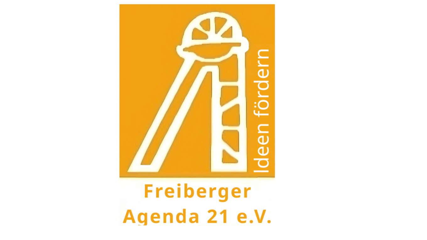 Man sieht das orangefarbige Logo der Lokalen Agenda Freiberg