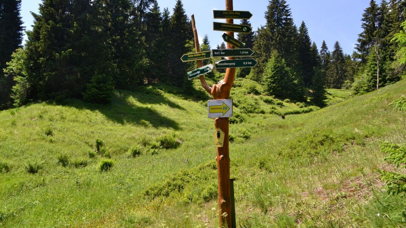 Wanderwegweiser im Erzgebirge