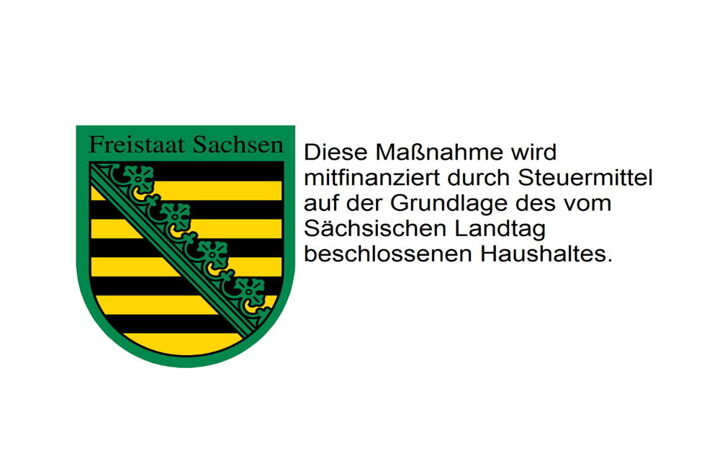 Logo zum Fördermittelnachweis des Freistaat Sachsen.
